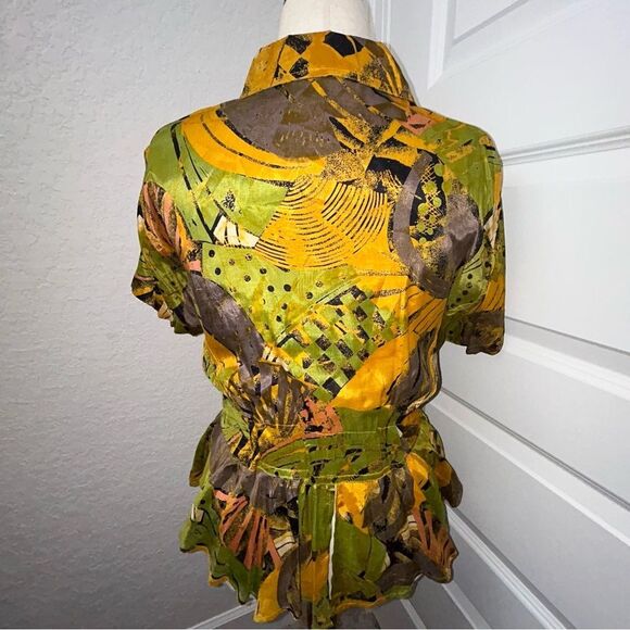 SWEET TALK Button Wrap Short Sleeve Peplum Shirt Blouse Top - Picture 4 of 15